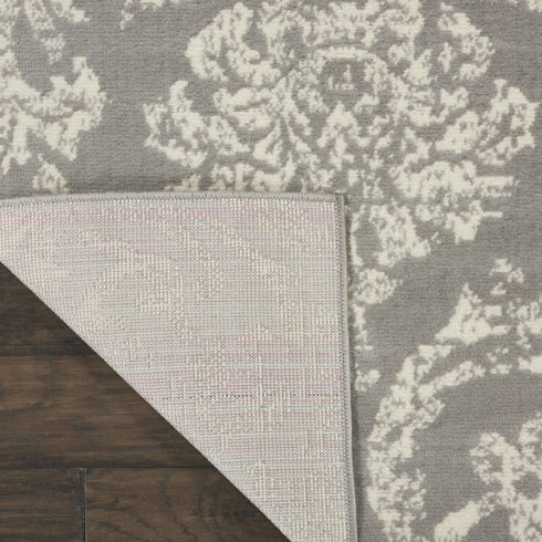 2' X 4' Gray Damask Power Loom Area Rug